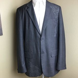Marc Ecko Cut & Sew embroidered gray blazer